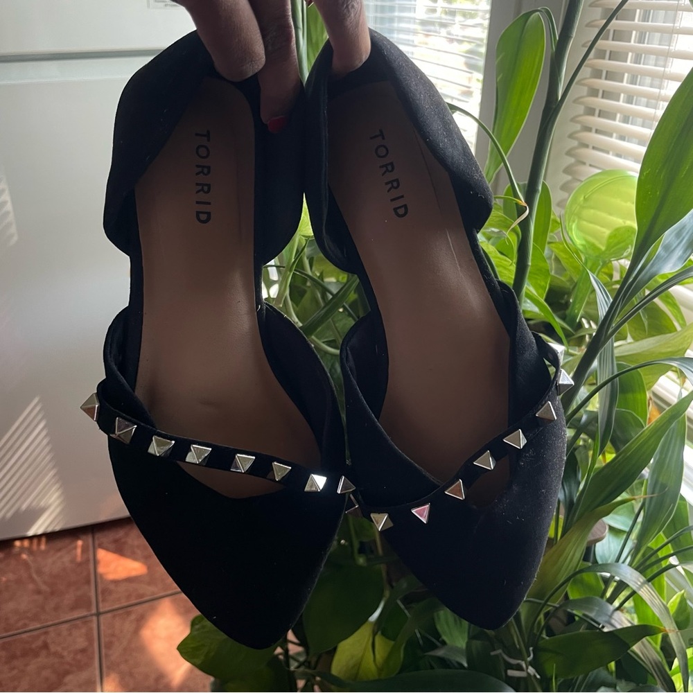 Torrid Black Studded Pointed Toe Flats